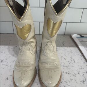 Little Girls Gold Heart Western Boots
